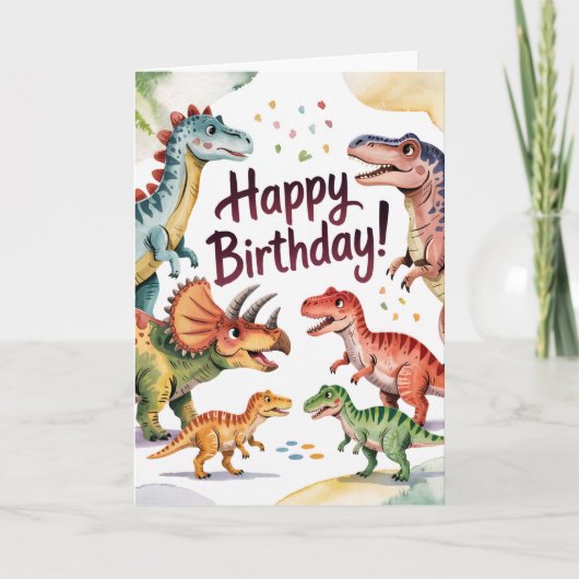 Niedlich Personalisierter Dinosaurier Geburtstag Karte (Vorderseite)
