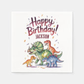 Niedlich Personalisierter Dinosaurier Geburtstag Serviette (Vorderseite)