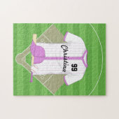 Niedlich Personalisiertes Baseball-Rosa Puzzle (Horizontal)