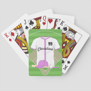 Niedlich Personalisiertes Baseball-Rosa Spielkarten