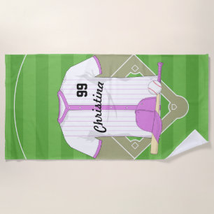 Niedlich Personalisiertes Baseball-Rosa Strandtuch