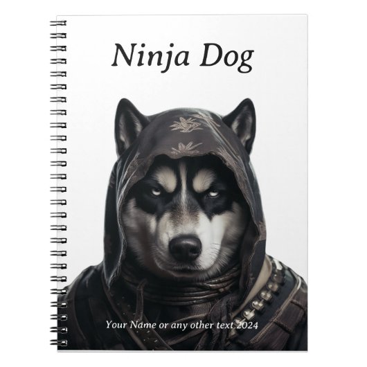 Niedlich Personalisiertes Ninja Dog Husky-Notebook Notizblock (Vorderseite)