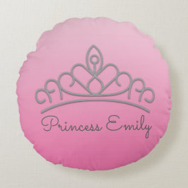 Niedlich Personalisiertes Rosa Princess Tiara Pill Rundes Kissen