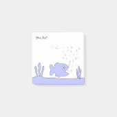 Niedlich personalizable Blue Cartoon Fish Square Post-it Klebezettel (Vorderseite)
