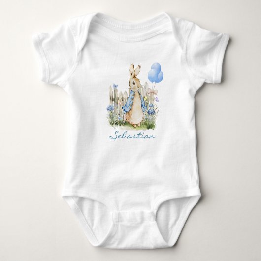 Niedlich Peter Rabbit Bunny Boy Name Baby Strampler (Vorderseite)