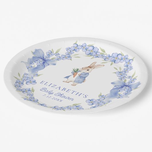 Niedlich Peter Rabbit Watercolor Kinderdusche Pappteller (Schrägansicht)