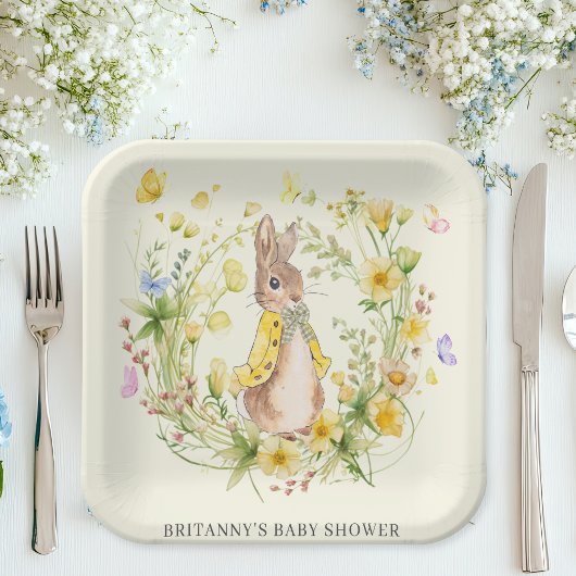 Niedlich Peter Rabbit Yellow Wildblume Kinderdusch Pappteller