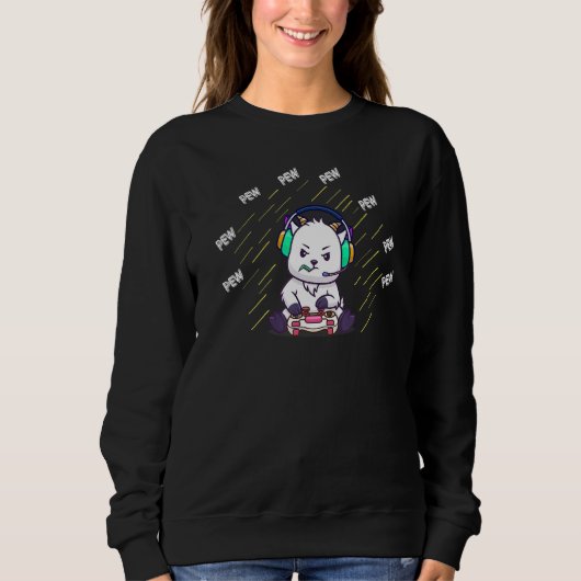 Niedlich Pew Gamer Sloth Gaming Gamers Sweatshirt (Vorderseite)