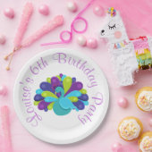 Niedlich Pfauengrün und Lila Pappteller (Party)