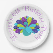 Niedlich Pfauengrün und Lila Pappteller (Vorderseite)