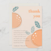 Niedlich Pfirsichblüte Orange Fruchtig Baby Dusche Dankeskarte (Vorne/Hinten)