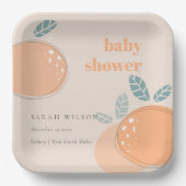 Niedlich Pfirsichblüte Orange Fruchtig Baby Dusche Pappteller (Vorderseite)