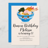 Niedlich Pho Oriental Ramen Birthday Dinner Blue Einladung (Vorne/Hinten)