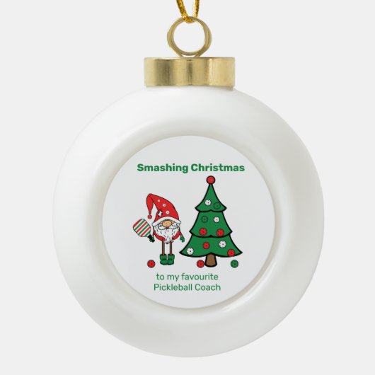 Niedlich Pickleball Frohe Weihnachten Keramik Kugel-Ornament (Vorderseite)