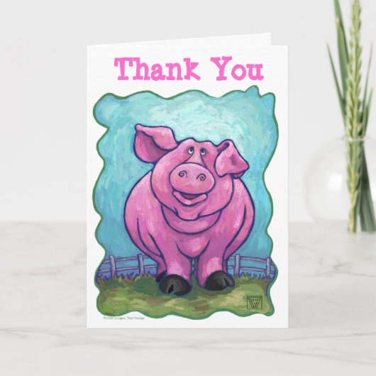 Niedlich Pig Birthay Party Vielen Dank Dankeskarte (Vorderseite)