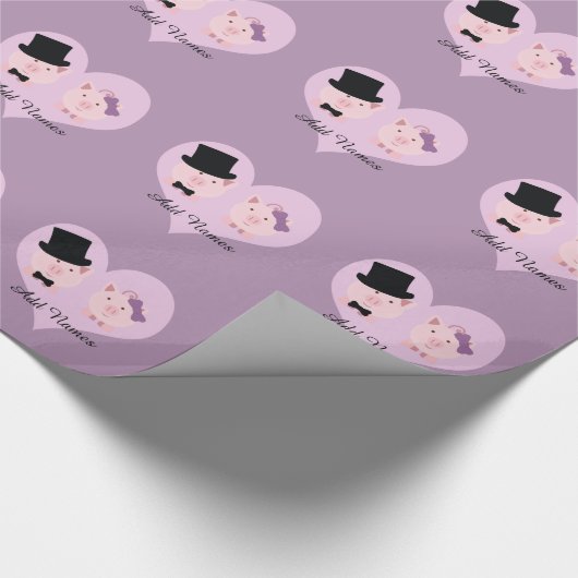 Niedlich Pig Couple Geschenkpapier (Ecke)