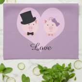 Niedlich Pig Couple Geschirrtuch (Gefaltet)