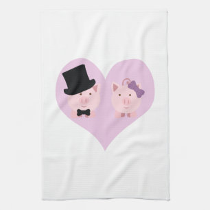 Niedlich Pig Couple Küchentuch