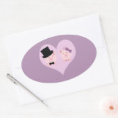 Niedlich Pig Couple Ovaler Aufkleber (Umschlag)