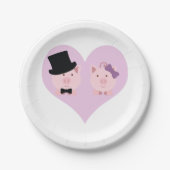 Niedlich Pig Couple Pappteller (Vorderseite)