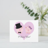 Niedlich Pig Couple Postkarte (Stehend Vorderseite)