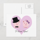 Niedlich Pig Couple Postkarte (Vorne/Hinten)