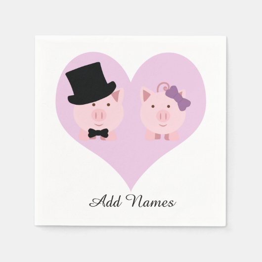 Niedlich Pig Couple Serviette (Vorderseite)