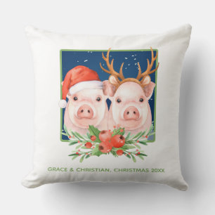 Niedlich Pig Couple Weihnachten Kissen