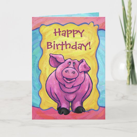 Niedlich Pig Happy Birthday Karte (Vorderseite)