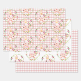 Niedlich Pig Pink Floral Baby Dusche Geburtstag Gi Geschenkpapier Set