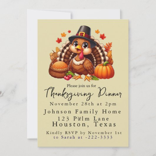 Niedlich Pilgrim Türkei Erntedank Dinner Einladung (Vorderseite)