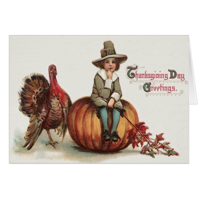 Niedlich Pilgrim Turkey Pumpkin Herbstlaub (Vorderseite (Horizontal))