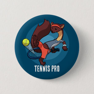 Niedlich Pine Marten Tennis Pro Trick Shock Cartoo Button