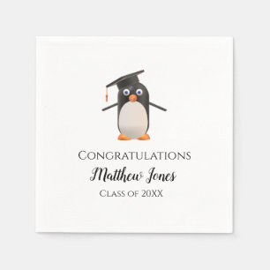 Niedlich Pinguin Abschluss Napkins Personalisiert Serviette