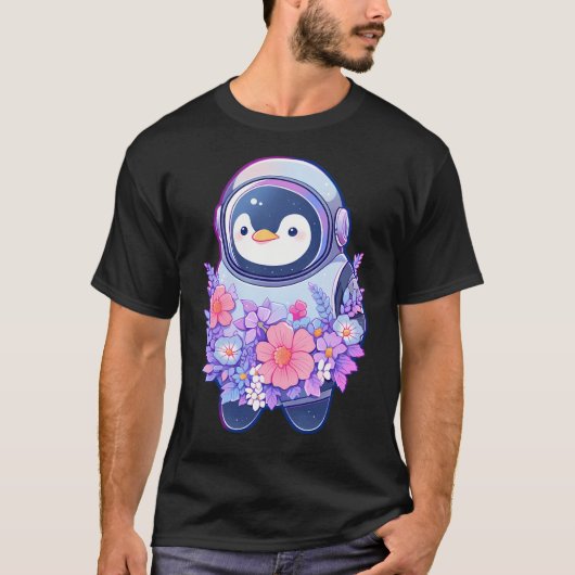 Niedlich Pinguin Astronaut T-Shirt (Vorderseite)