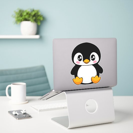 Niedlich Pinguin Aufkleber (Laptop auf Schreibtisch)