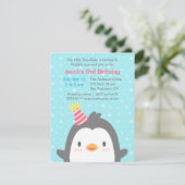 Niedlich Pinguin Dezember Geburtstagsparty Einladu Einladung (Stehend Vorderseite)