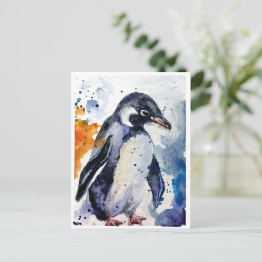 Niedlich Pinguin Feiertagspostkarte (Stehend Vorderseite)