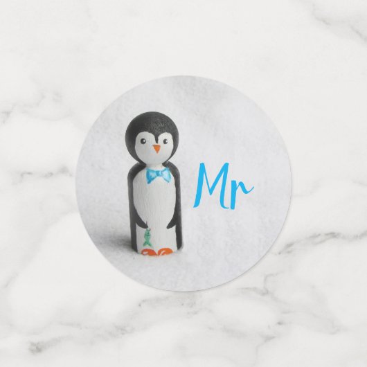 Niedlich Pinguin Mr. & Mrs. Winter Wedding Konfetti (Klein Vorderseite)