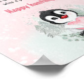 Niedlich Pinguin Pink Baby Dusche Spiel Schnuller  Poster (Ecke)