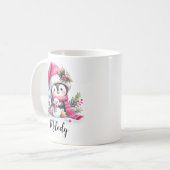 Niedlich Pinguin Pink Weihnachten Personalisiert Kaffeetasse (Vorderseite Links)