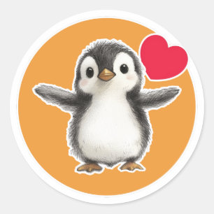 Niedlich Pinguin Runder Aufkleber