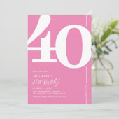 Niedlich Pink 40. Geburtstag Party Einladungen (Stehend Vorderseite)