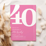 Niedlich Pink 40. Geburtstag Party Einladungen<br><div class="desc">Eine niedliche,  rosa-weiße Party Einladung aus dem 40. Jubiläum,  die nahtlos den Charme der alten Welt des fetten Serif-Schriftartes Nummer '40' mit einer modernen,  benutzerfreundlichen,  personalisierbaren Vorlage verbindet. Diese Einladung ist nicht nur eine Karte,  sie ist ein bedeutsamer Sake,  um den Meilenstein von 40 zu schätzen.</div>
