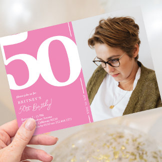 Niedlich Pink 50. Geburtstagsparty Einladung