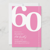 Niedlich Pink 60. Geburtstagsparty Einladungen (Vorderseite)