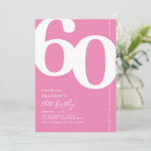 Niedlich Pink 60. Geburtstagsparty Einladungen (Stehend Vorderseite)