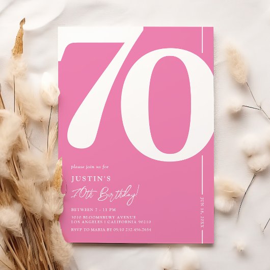 Niedlich Pink 70. Geburtstagsparty Einladung
