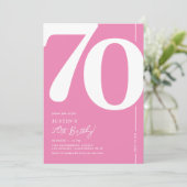 Niedlich Pink 70. Geburtstagsparty Einladung (Stehend Vorderseite)