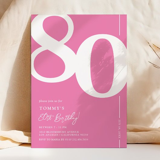 Niedlich Pink 80. Geburtstagsparty Einladung